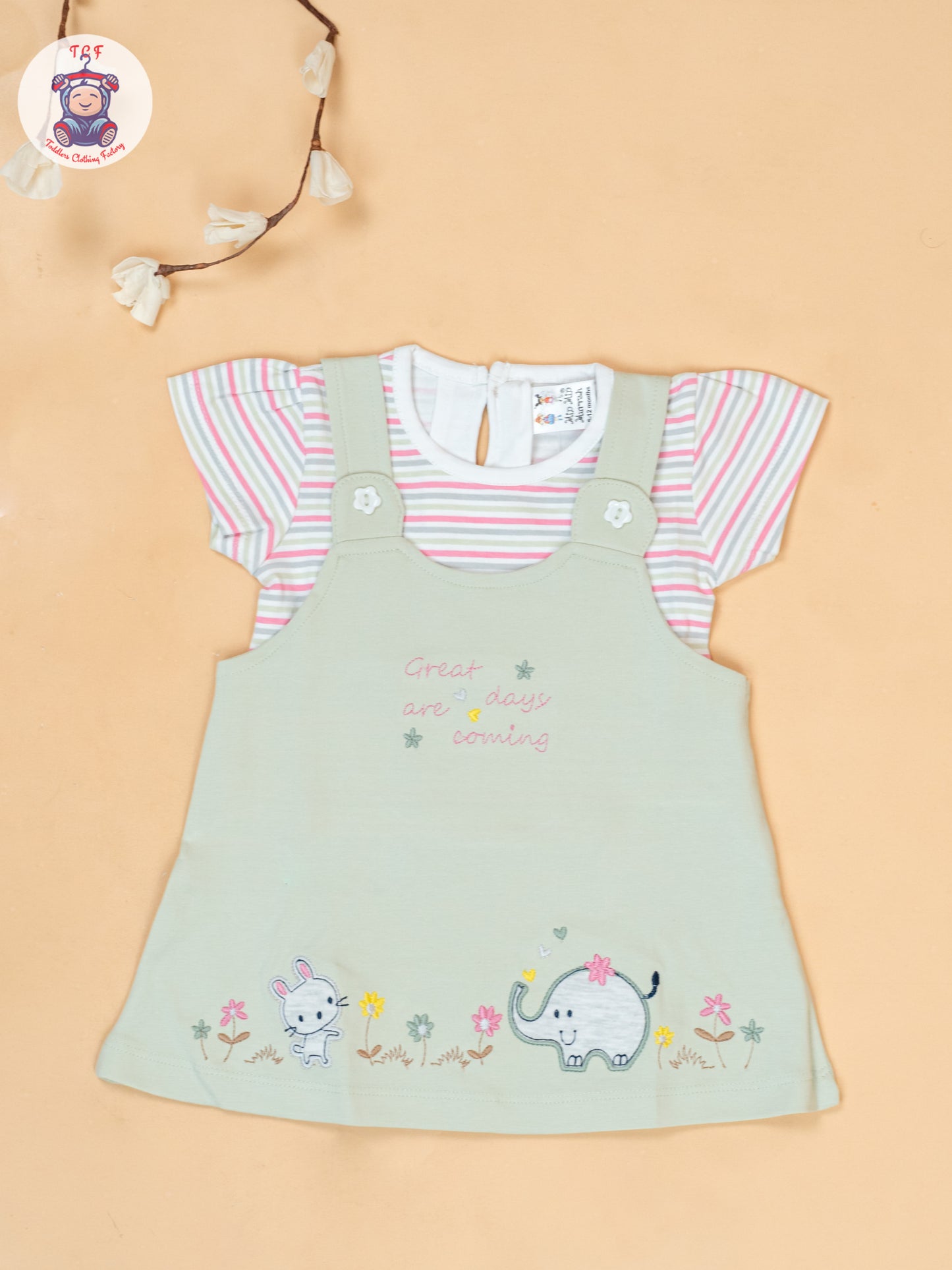 Light Green & White - Cotton Frock