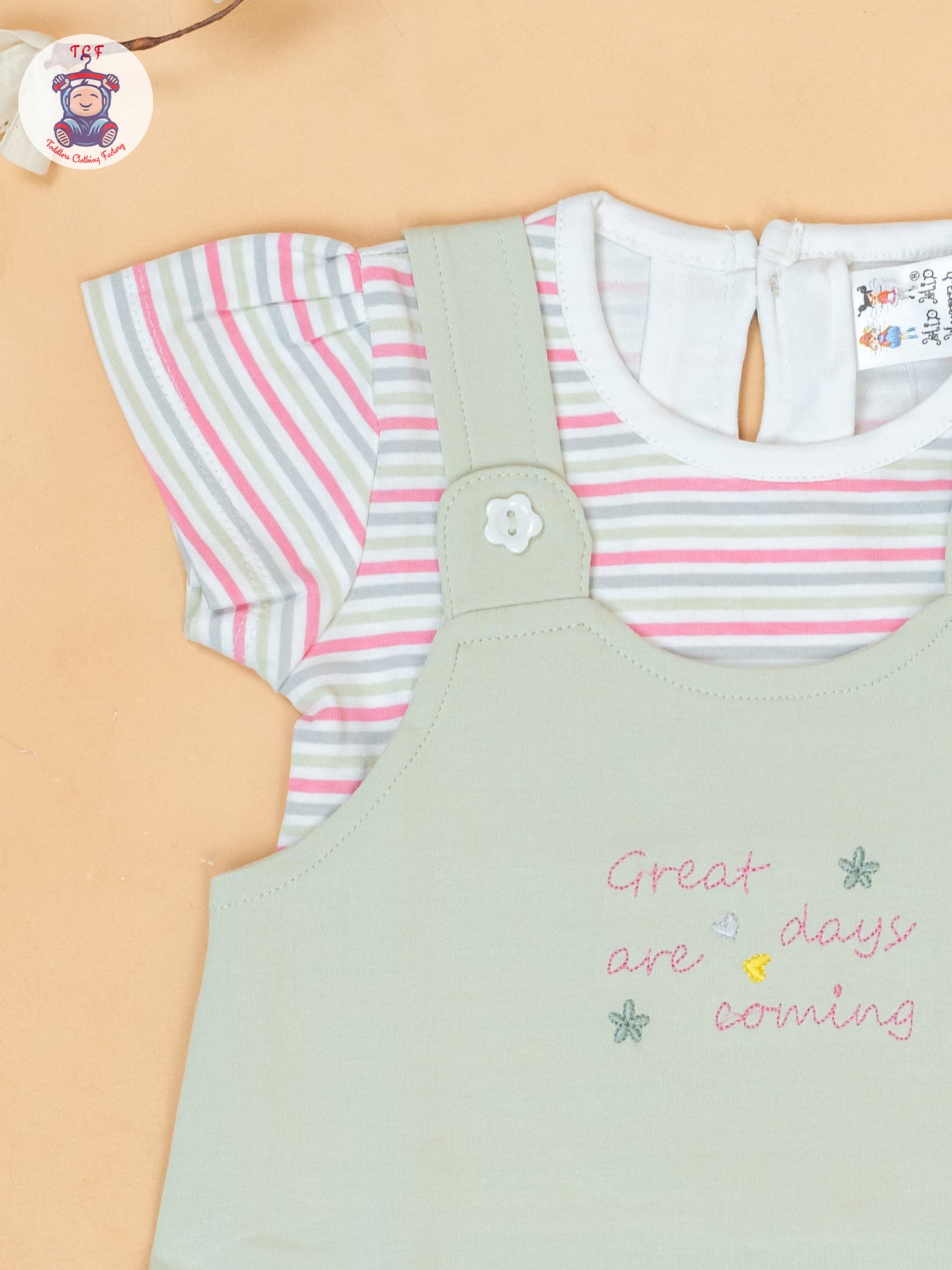 Light Green & White - Cotton Frock