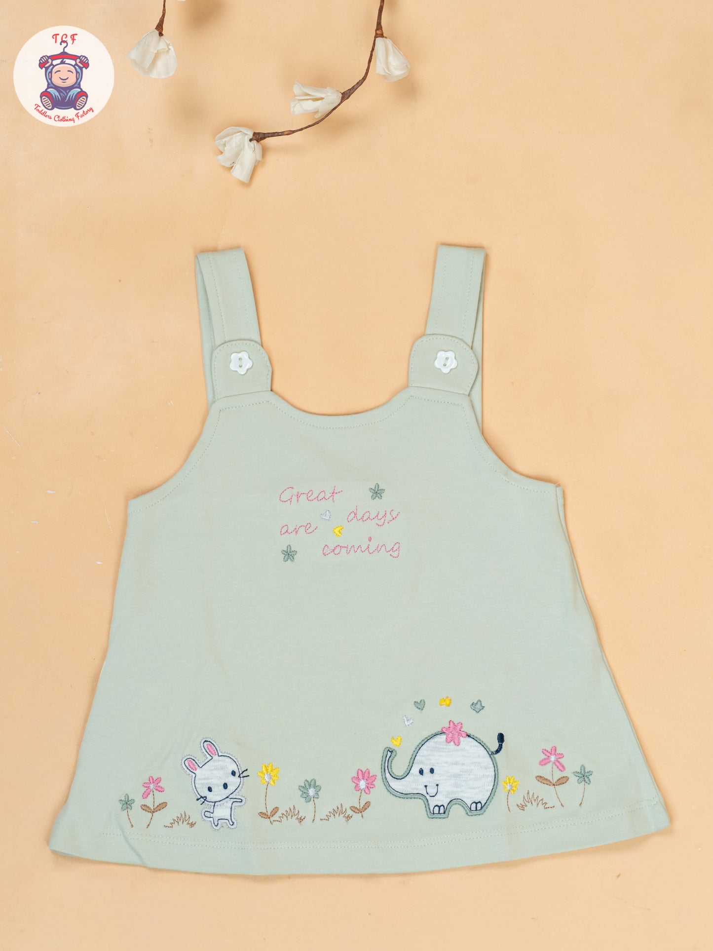 Light Green & White - Cotton Frock