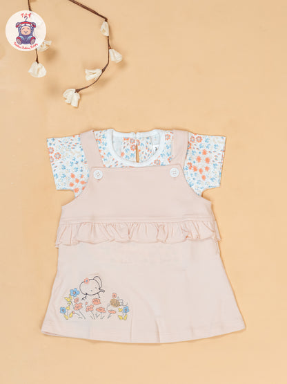 Peach & Off White - Cotton Frock
