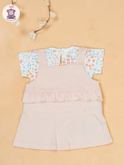 Peach & Off White - Cotton Frock