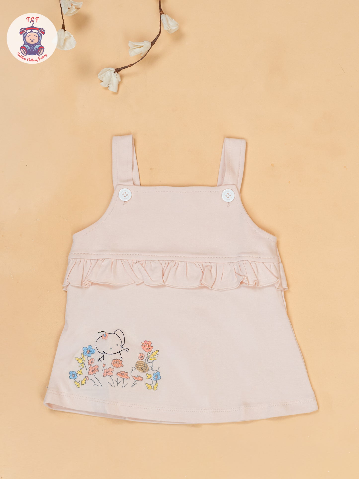 Peach & Off White - Cotton Frock