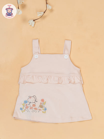 Peach & Off White - Cotton Frock