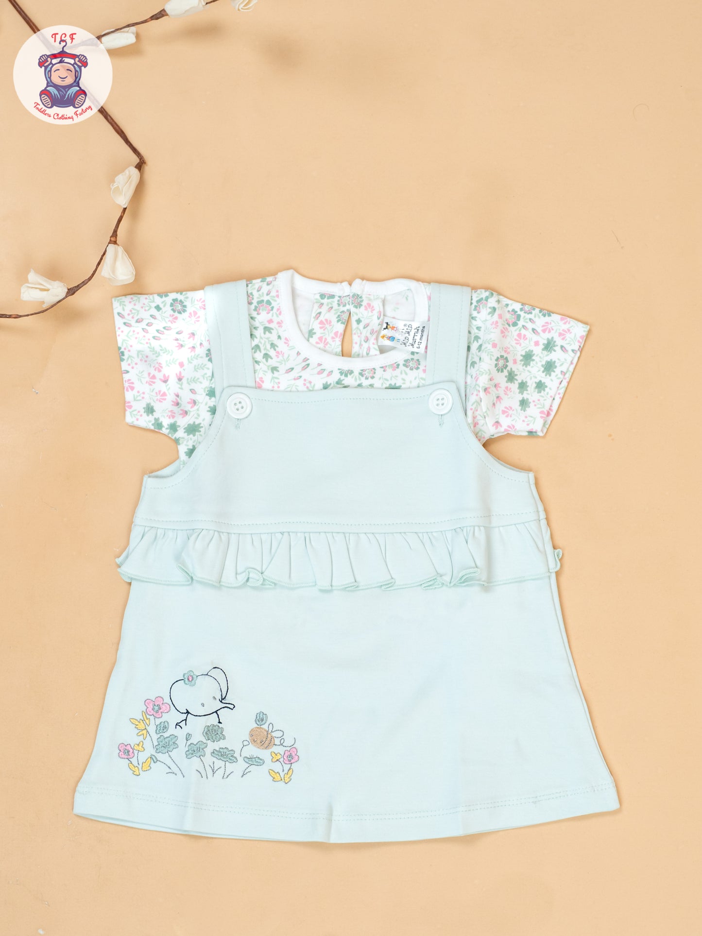 Light Green & White - Cotton Frock