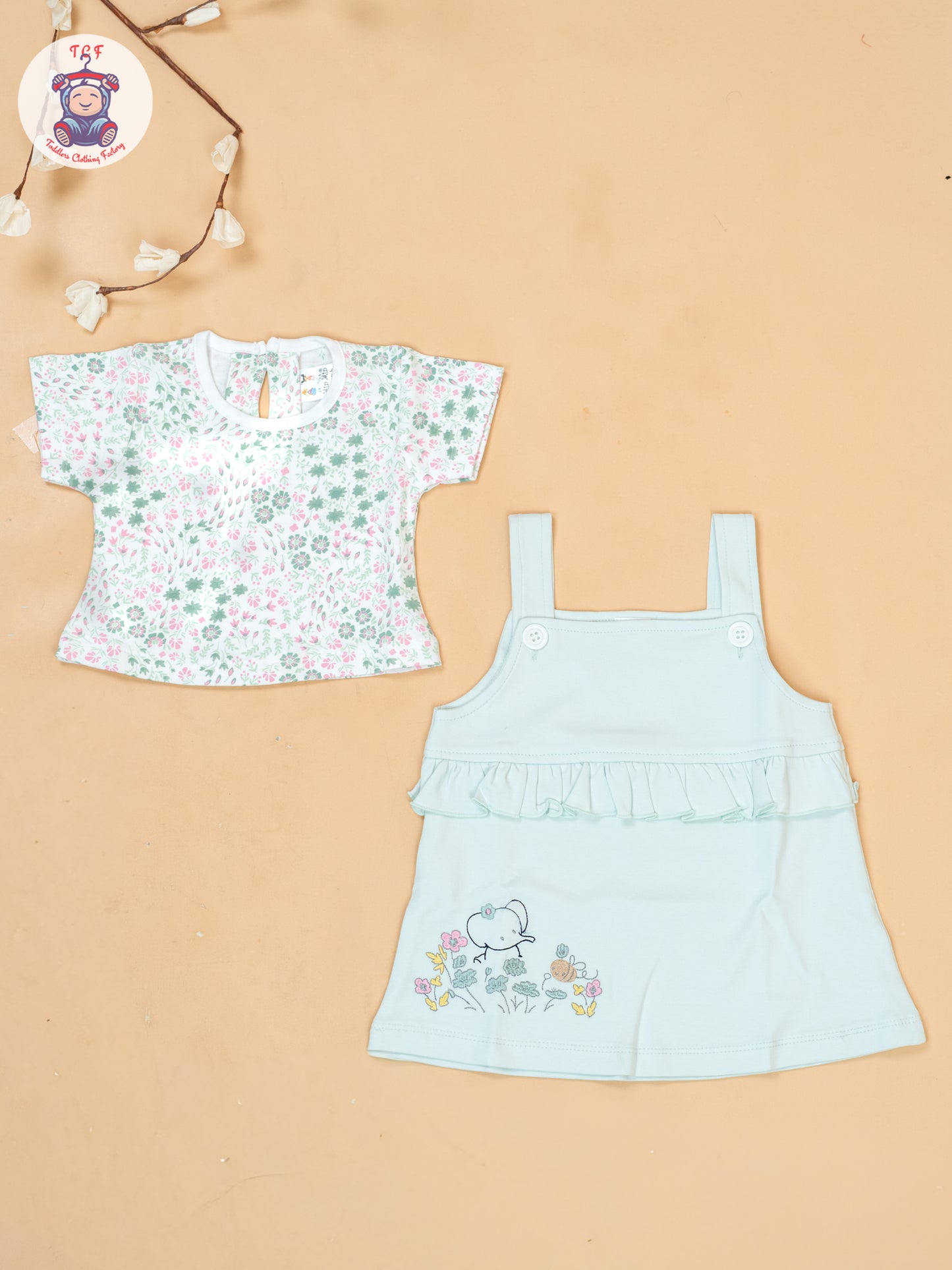 Light Green & White - Cotton Frock