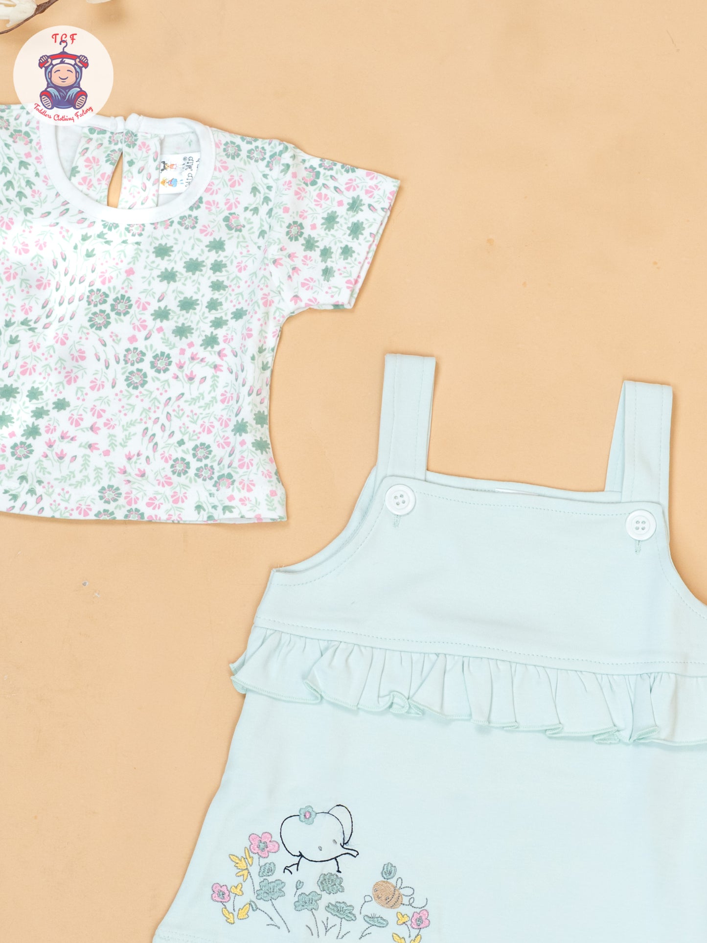 Light Green & White - Cotton Frock
