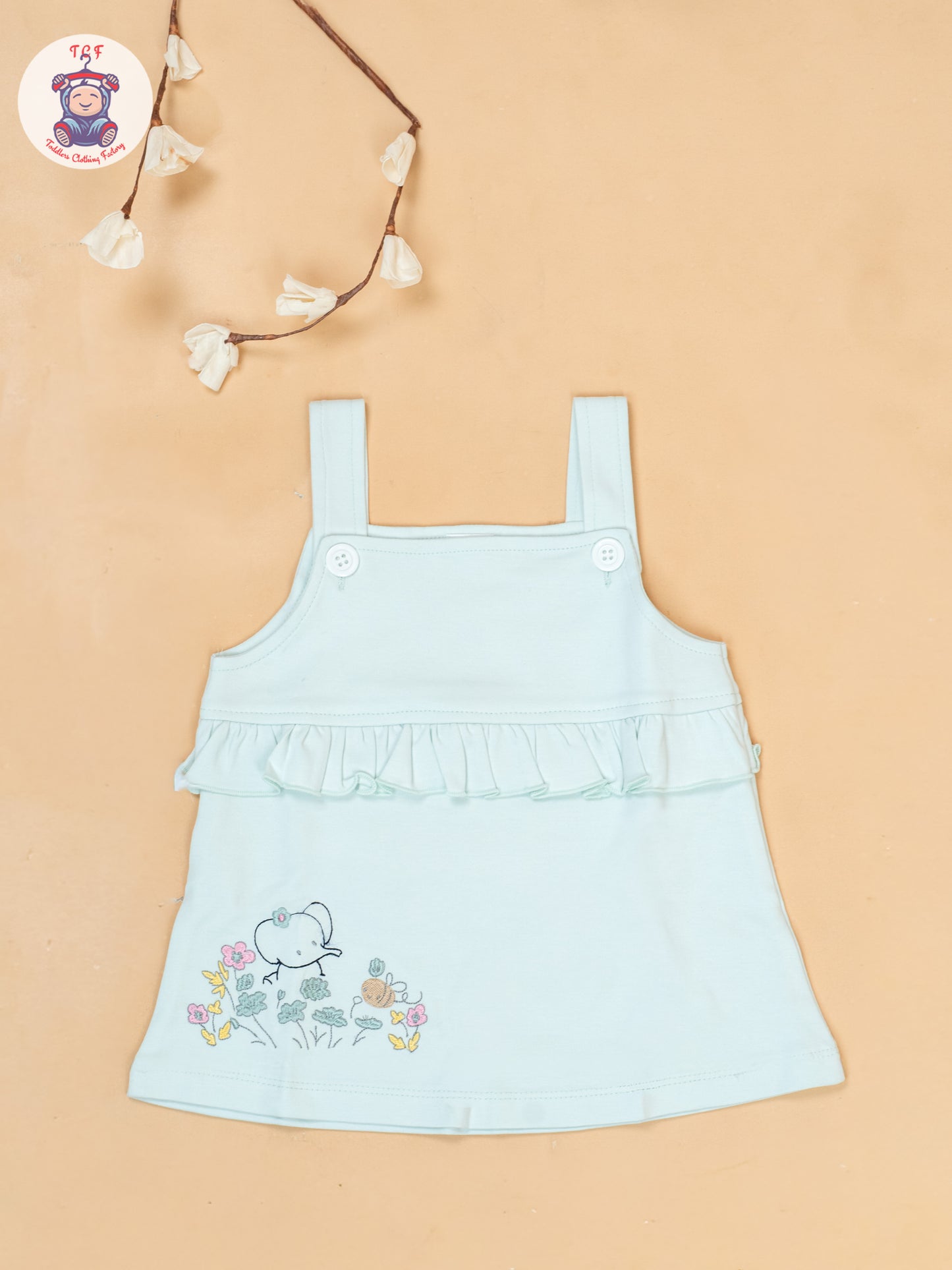 Light Green & White - Cotton Frock
