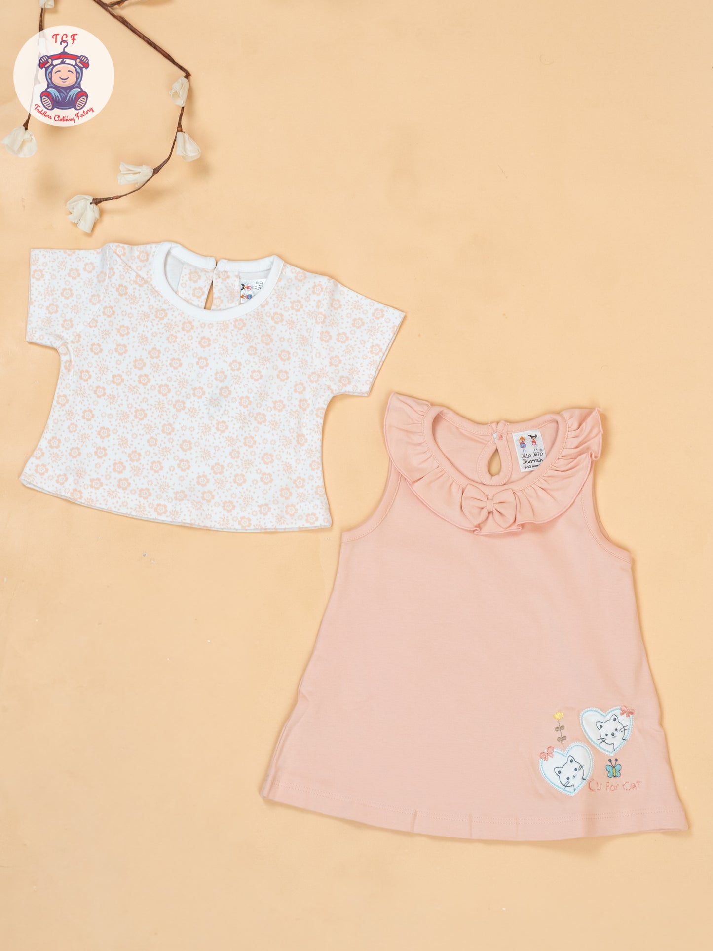 Peach & White - Cotton Frock
