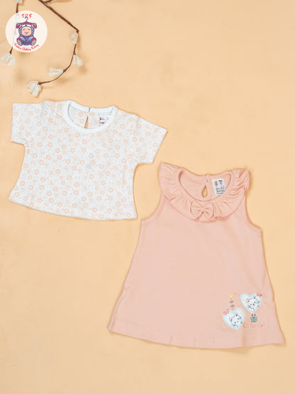Peach & White - Cotton Frock