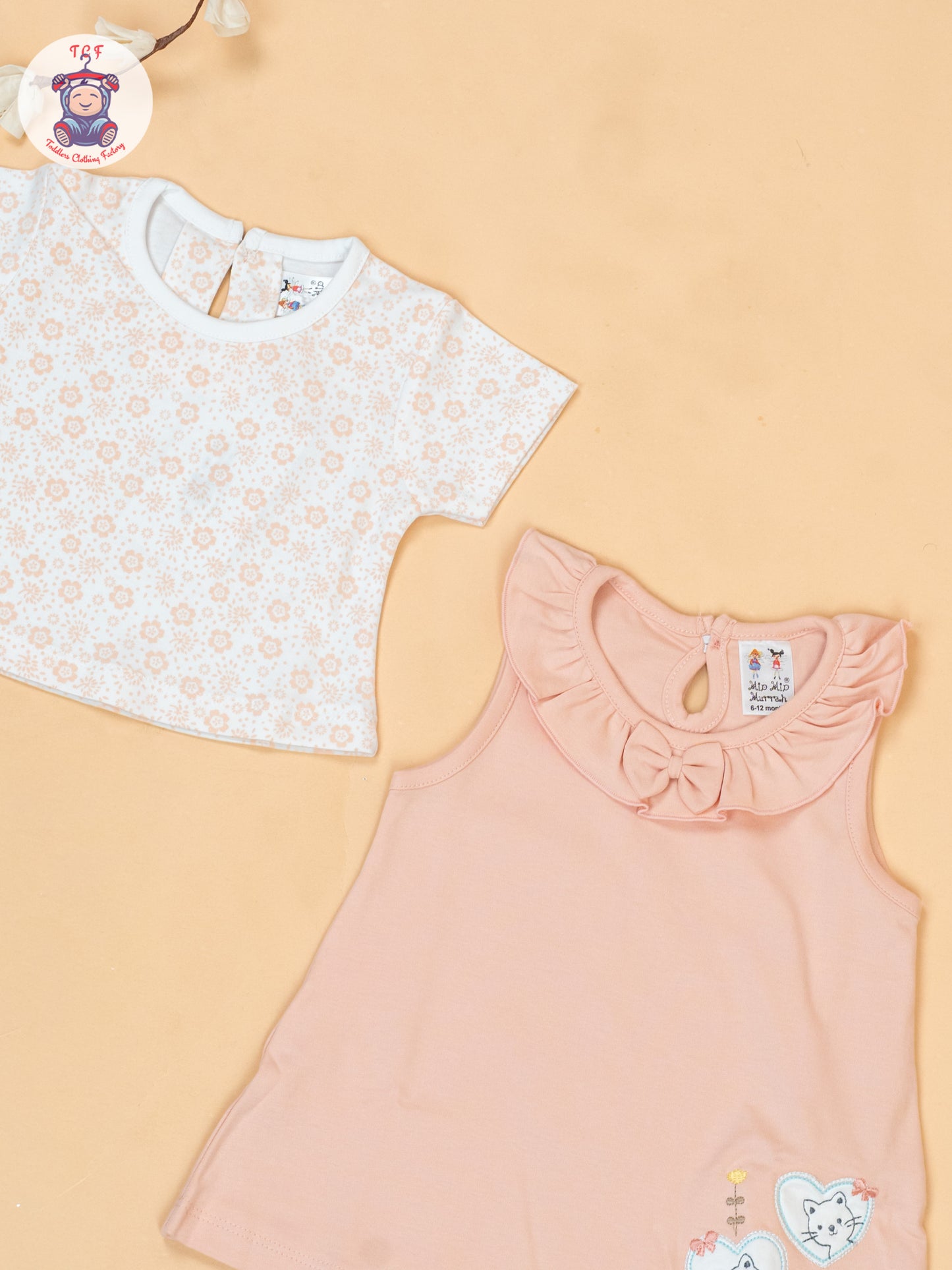 Peach & White - Cotton Frock
