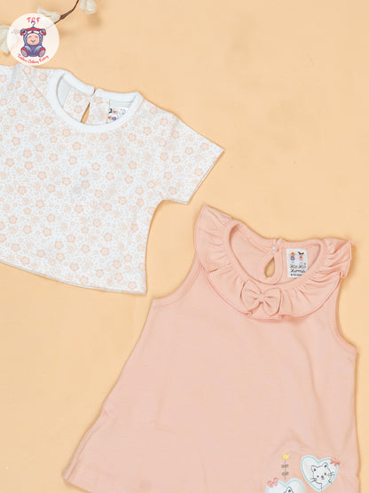 Peach & White - Cotton Frock