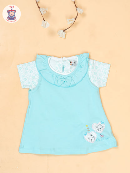 Mint Green & White - Cotton Frock