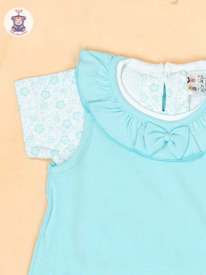 Mint Green & White - Cotton Frock