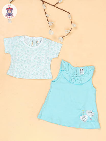 Mint Green & White - Cotton Frock