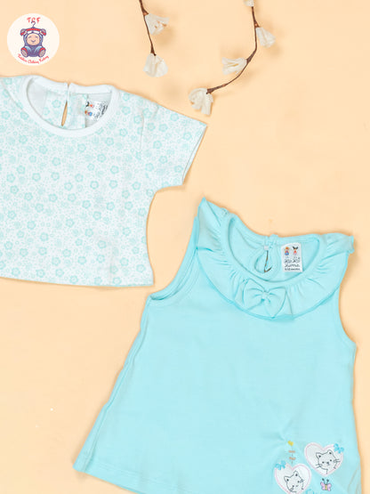 Mint Green & White - Cotton Frock