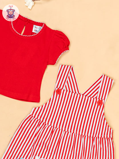 Red & White -  Cotton Frock