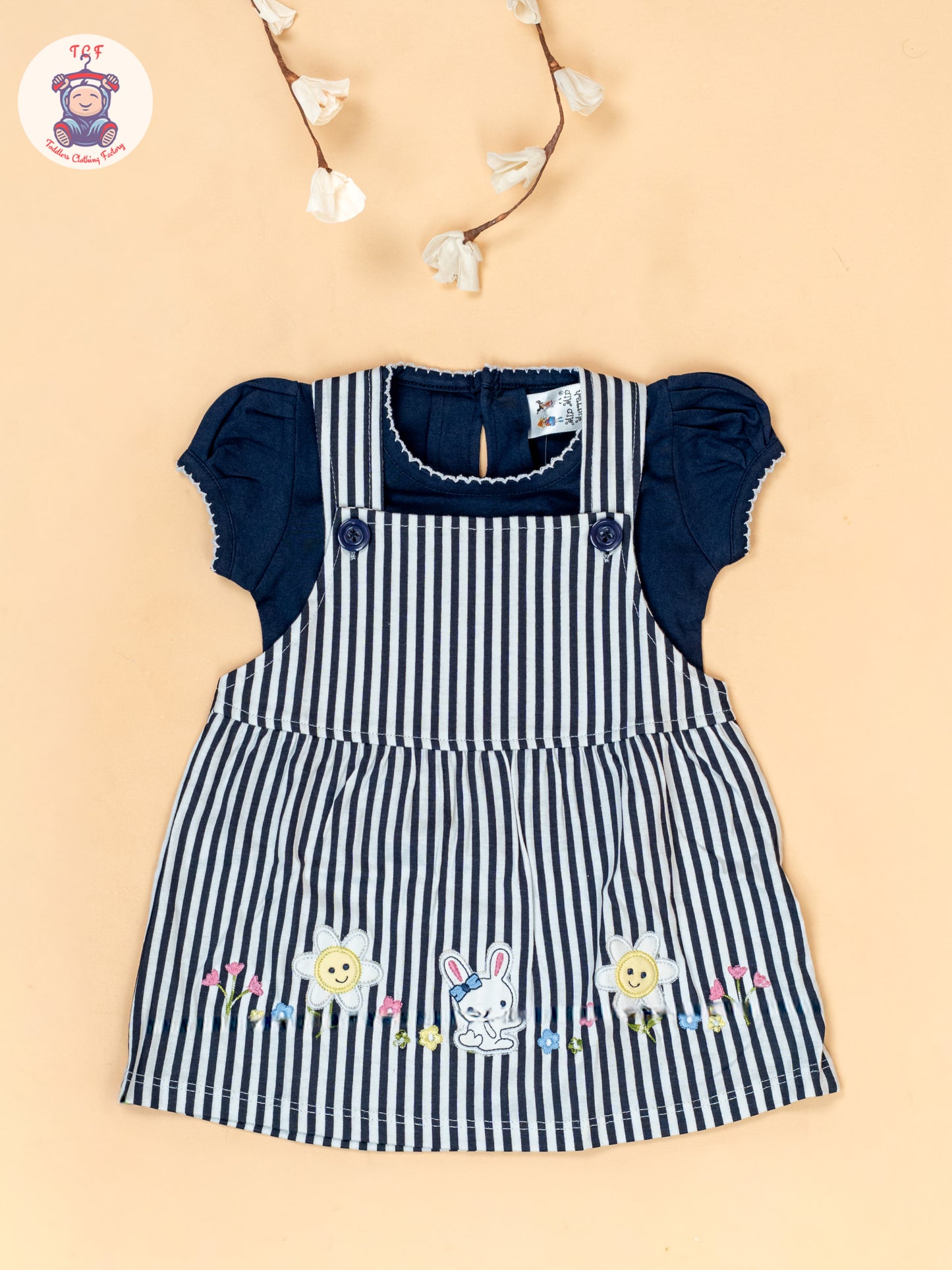 Navy blue & White - Cotton Frock