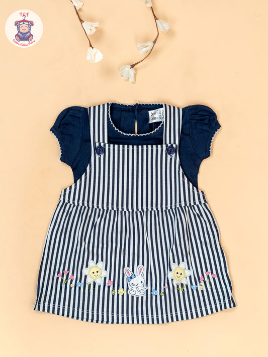 Navy blue & White - Cotton Frock