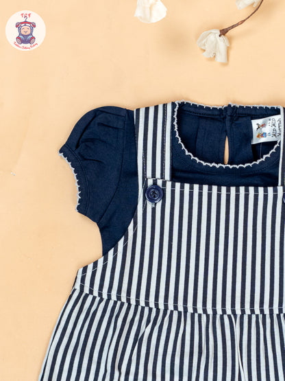 Navy blue & White - Cotton Frock