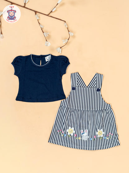 Navy blue & White - Cotton Frock