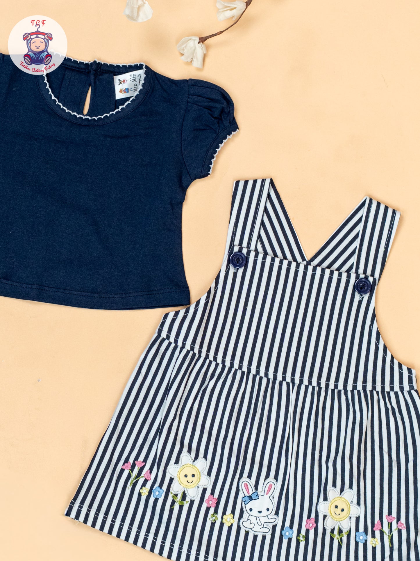 Navy blue & White - Cotton Frock