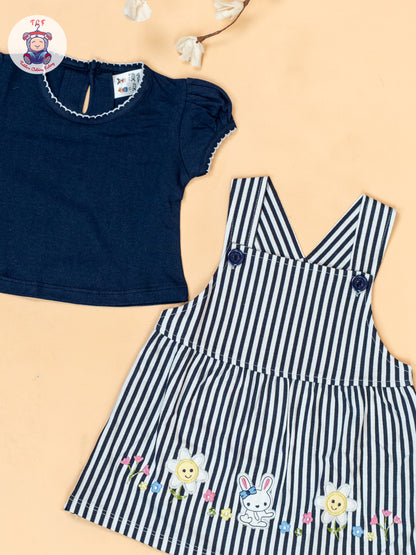 Navy blue & White - Cotton Frock