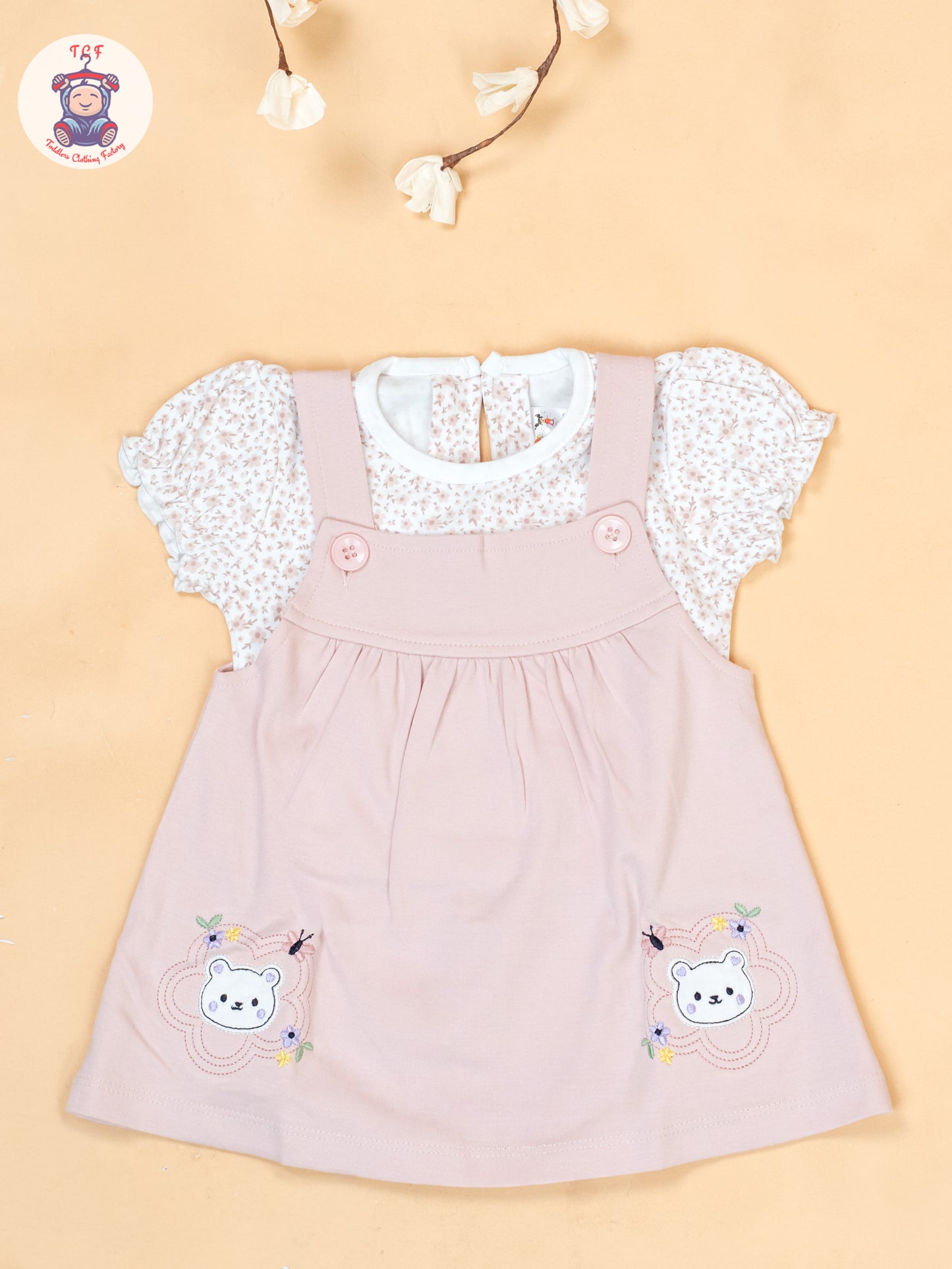 Peach & White - Cotton Frock