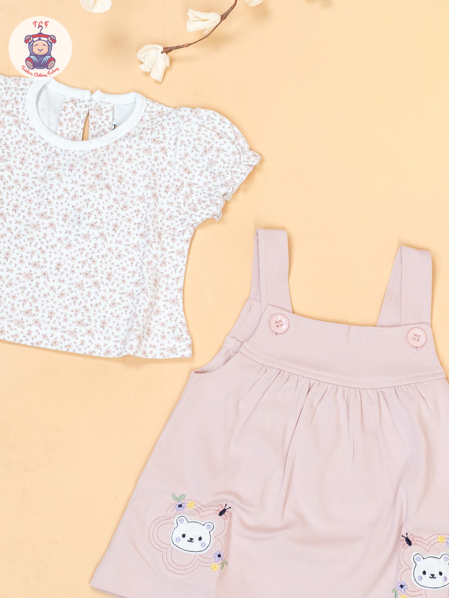 Peach & White - Cotton Frock