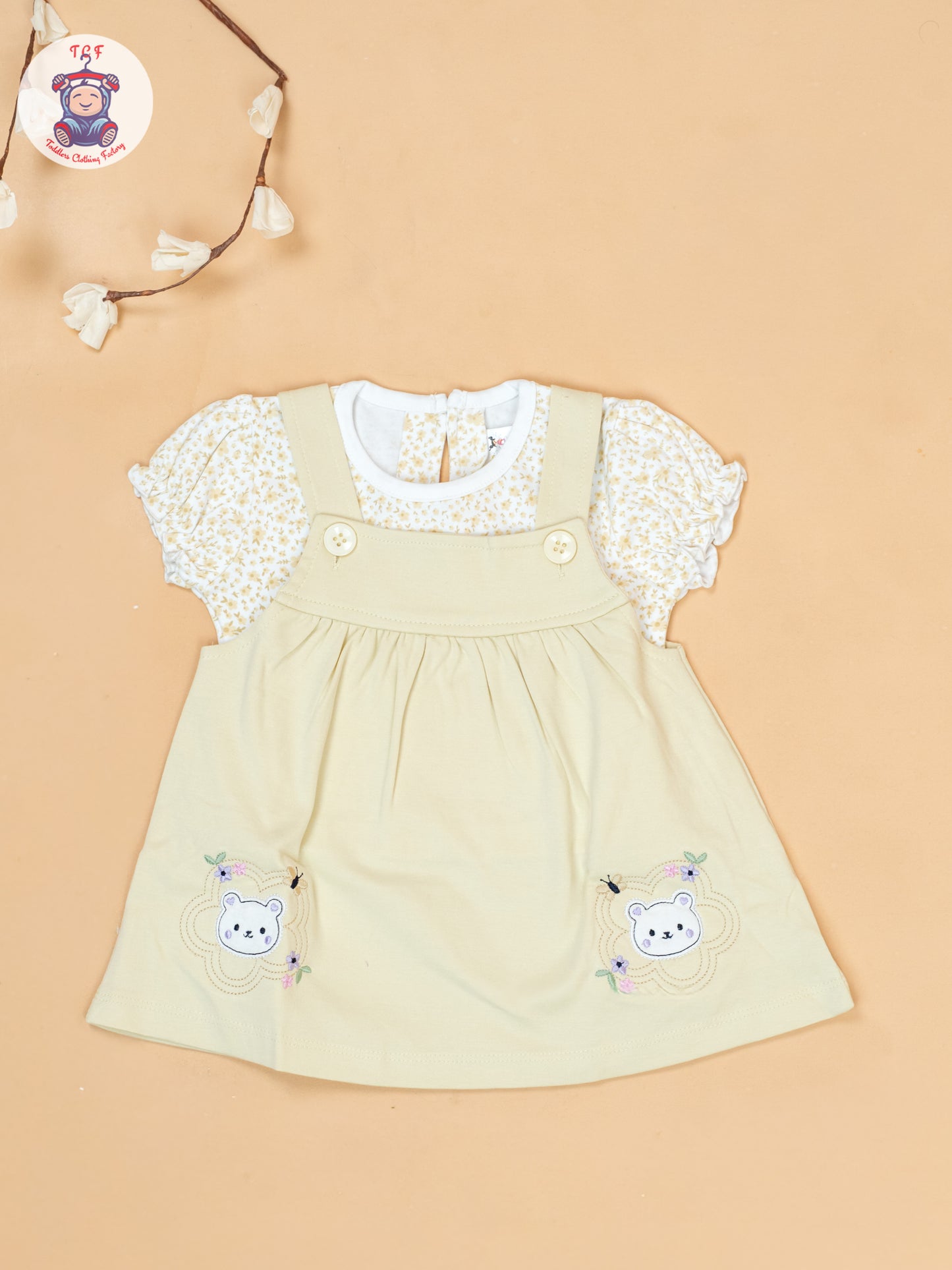 Light Yellow & White - Cotton Frock