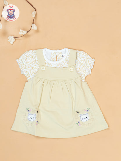 Light Yellow & White - Cotton Frock