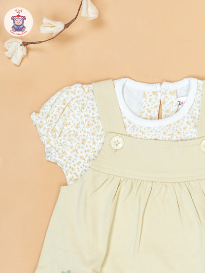 Light Yellow & White - Cotton Frock