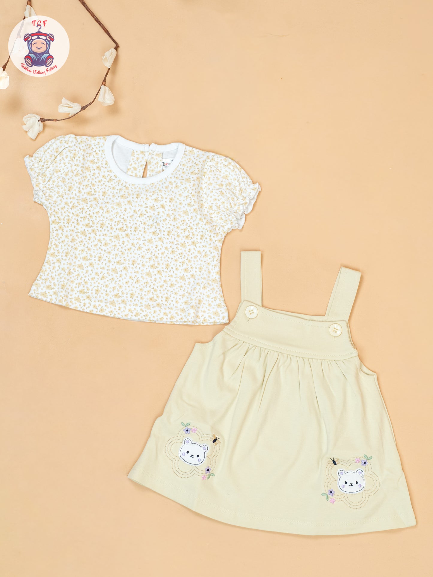 Light Yellow & White - Cotton Frock