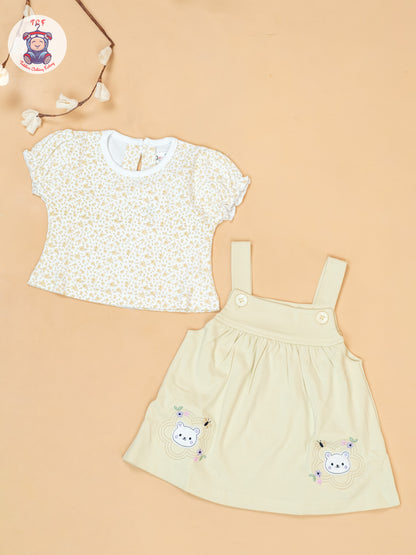 Light Yellow & White - Cotton Frock