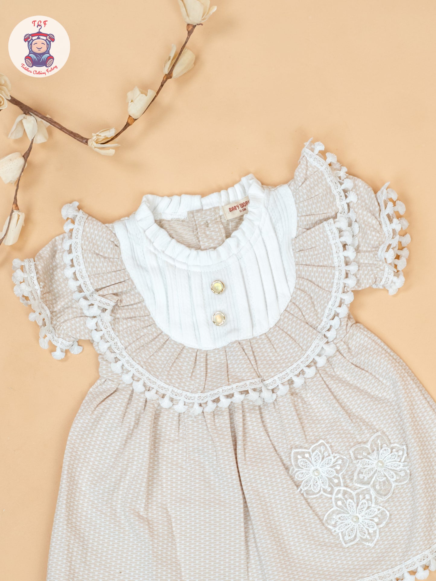 Beige - Cotton Frock