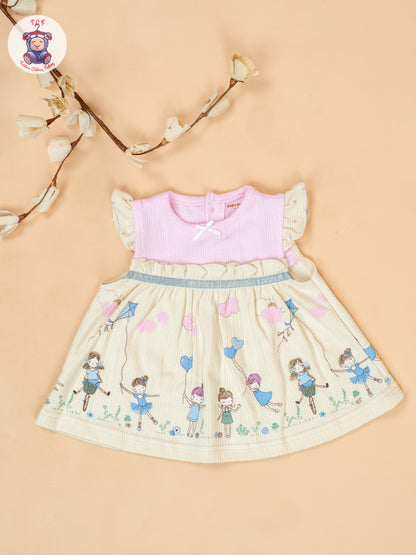 Light Pink & Beige - Cotton Frock