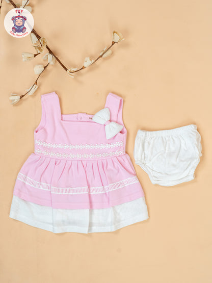 Light Pink & White - Cotton Frock