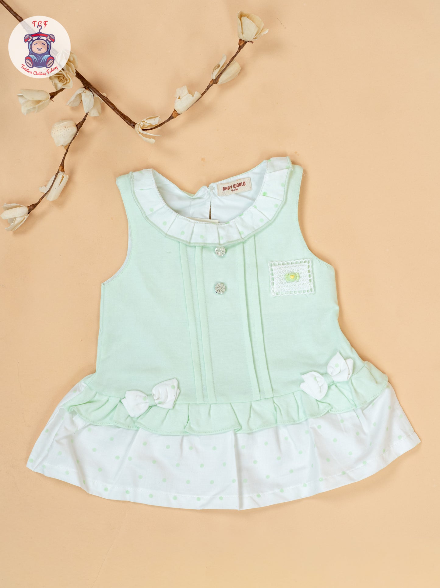 Pista Green & White - Cotton Frock