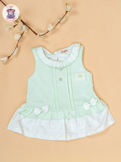 Pista Green & White - Cotton Frock
