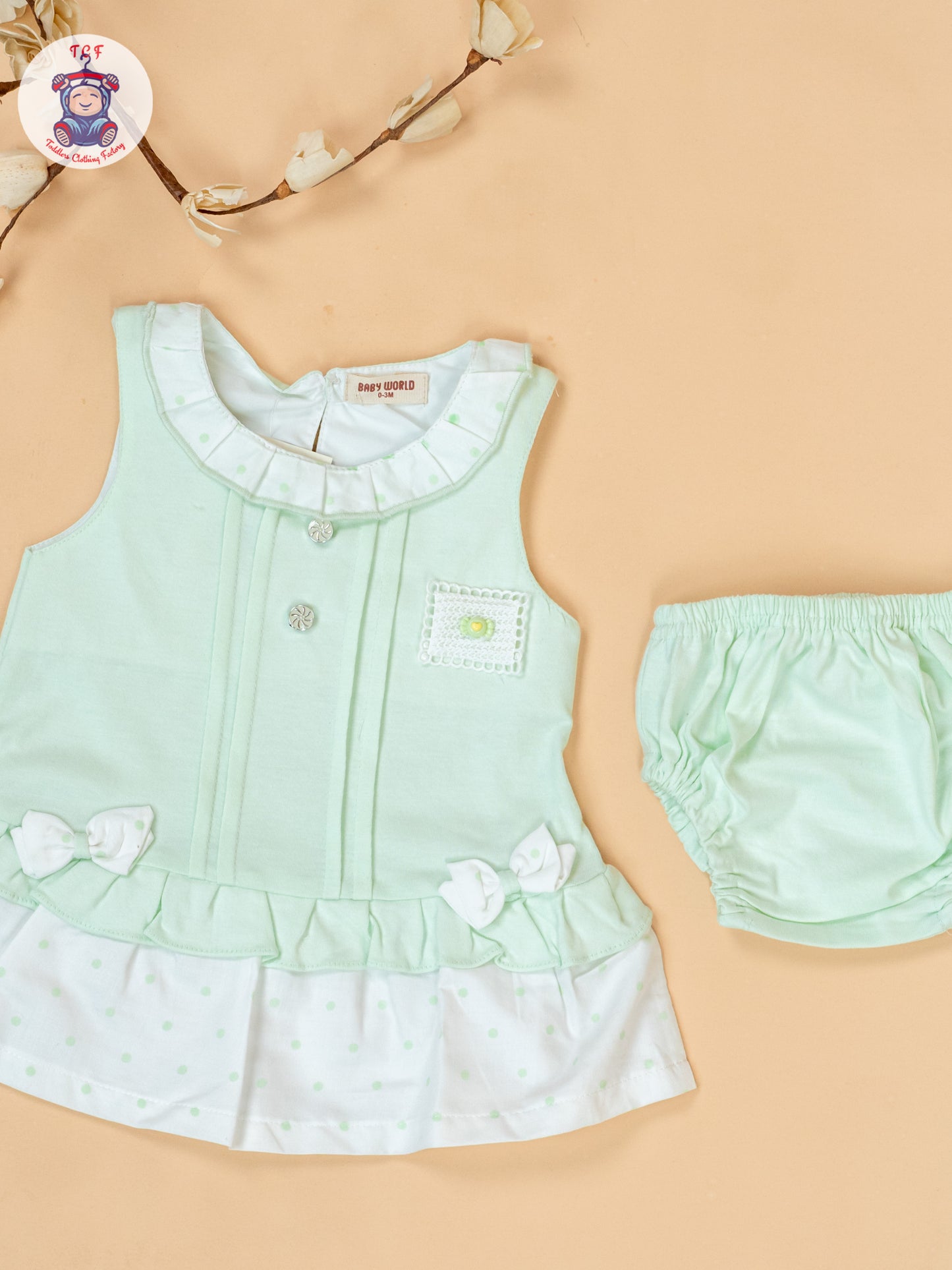 Pista Green & White - Cotton Frock