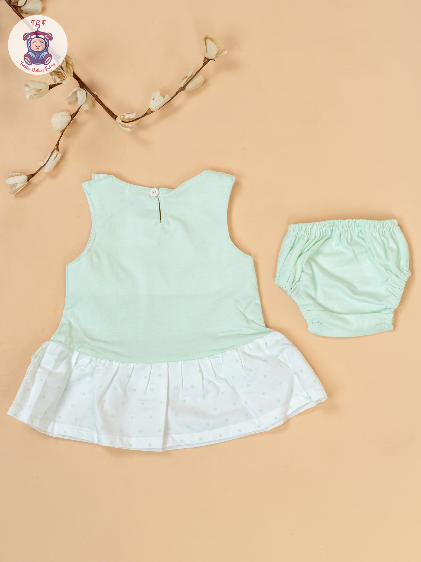 Pista Green & White - Cotton Frock
