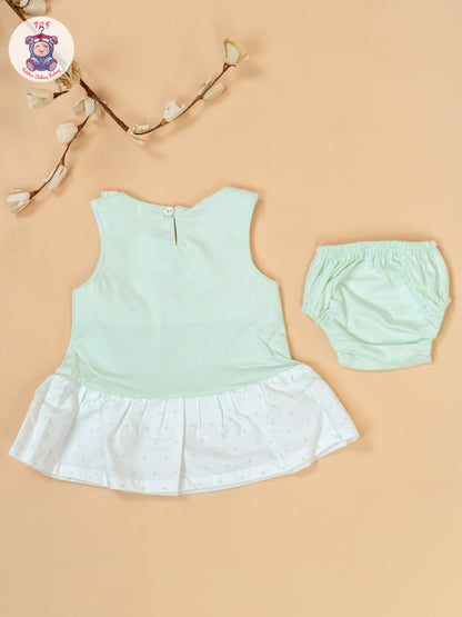 Pista Green & White - Cotton Frock