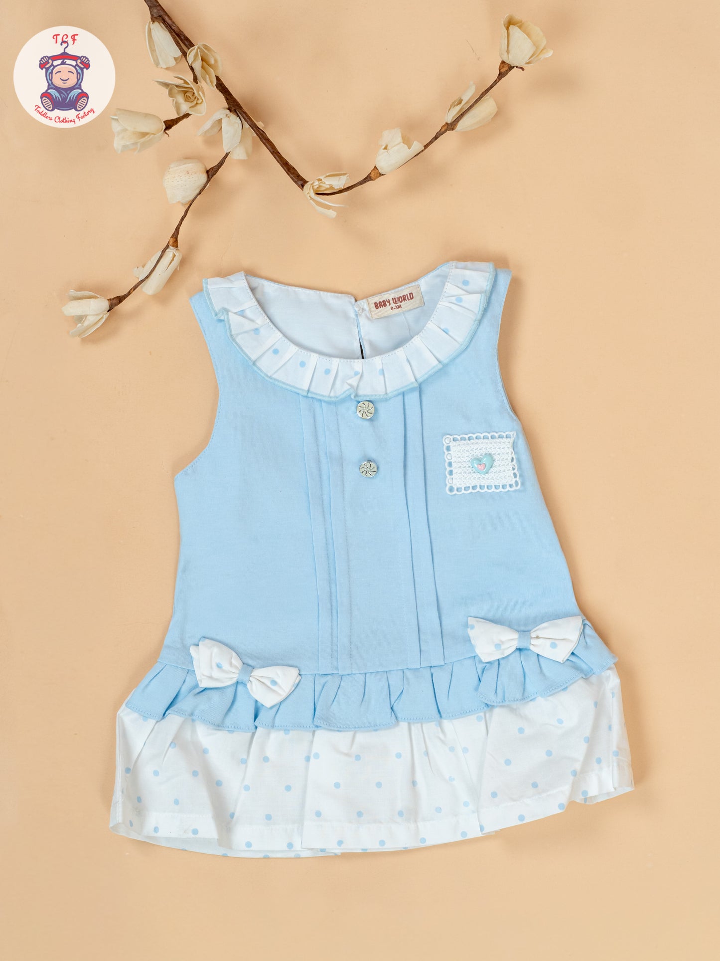 Sky Blue & White - Cotton Frock