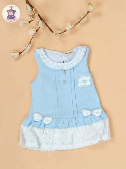 Sky Blue & White - Cotton Frock