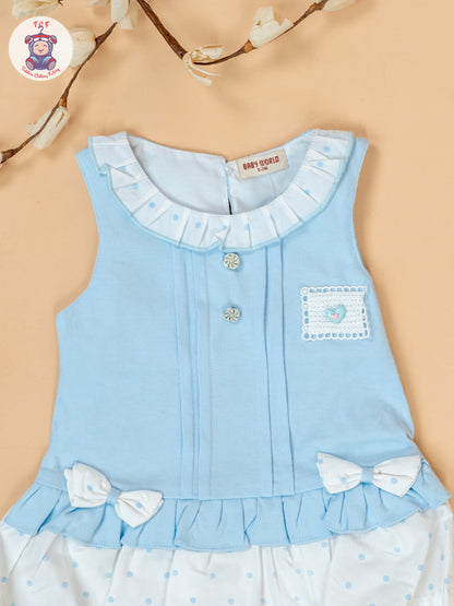 Sky Blue & White - Cotton Frock