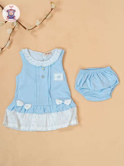 Sky Blue & White - Cotton Frock