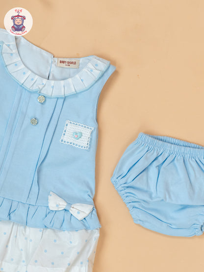 Sky Blue & White - Cotton Frock