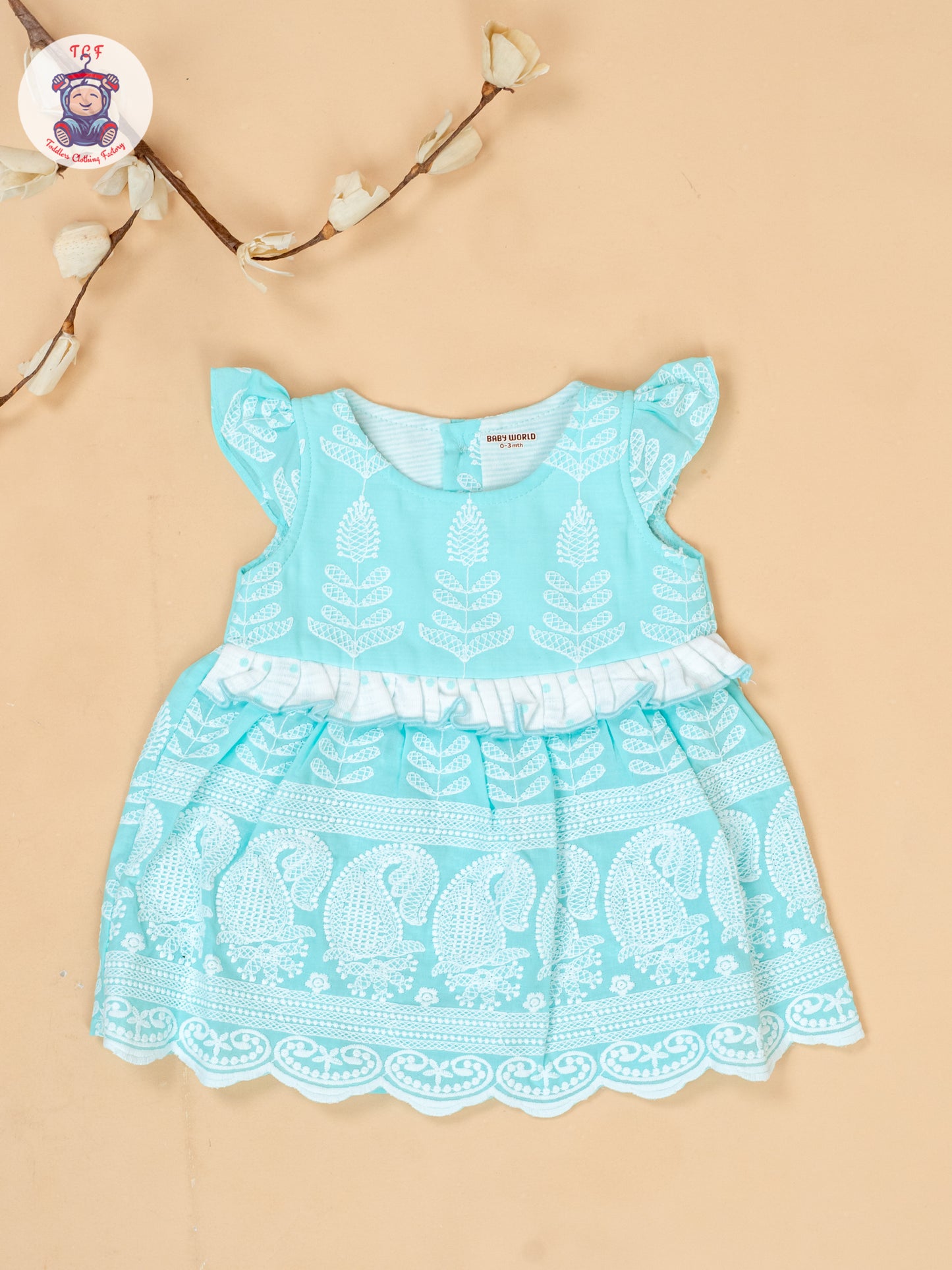 Mint Green & White - Cotton Frock