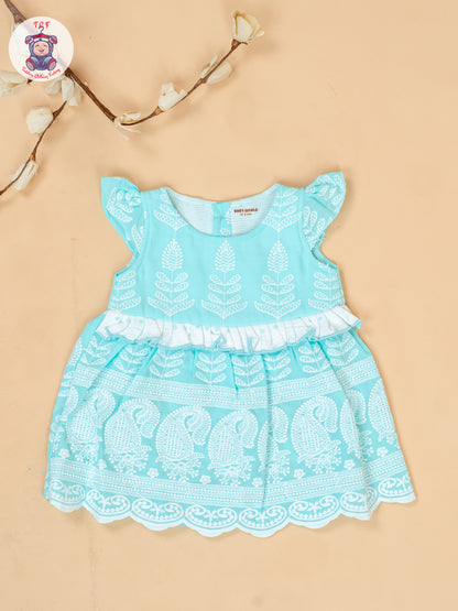 Mint Green & White - Cotton Frock