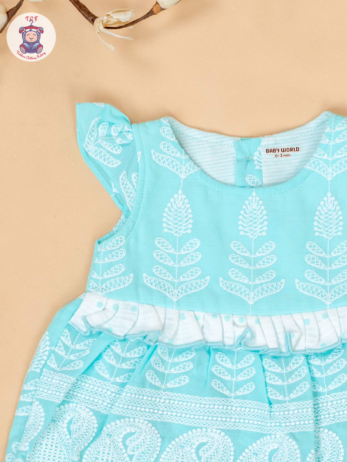 Mint Green & White - Cotton Frock