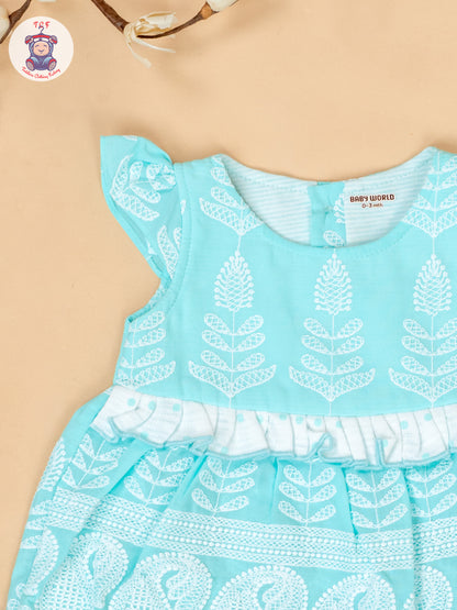 Mint Green & White - Cotton Frock
